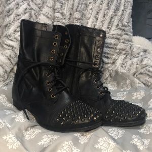 Bakers black stud combat boots!